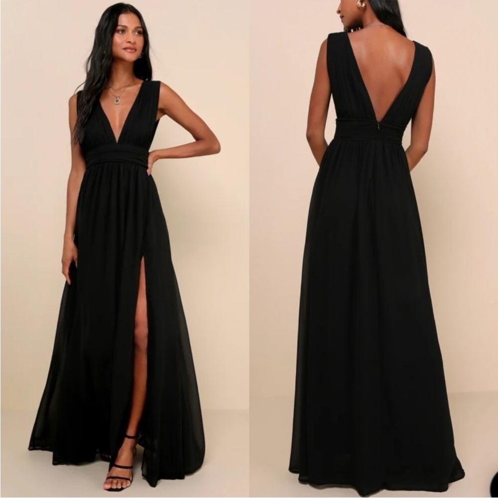 NWT Lulus Heavenly Hues Black Maxi Dress